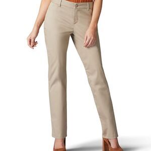 Lee Wrinkle Free Classic Fit Tan Straight Leg Chino Career Casual Pants Size 4P